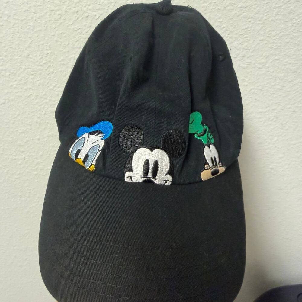 Disney Mickey & Friends Hat Mickey Donald Goofy Comic Brim Black Adjustable